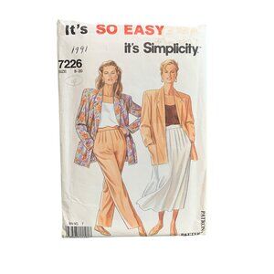 Vintage 1991 Simplicity Sewing Pattern 7226 Blazers Skirt Pant Size 8-20